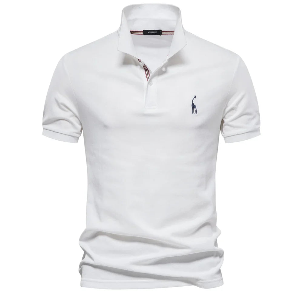 Polo de manga corta para hombre con logotipo en el pecho y tapeta de botones