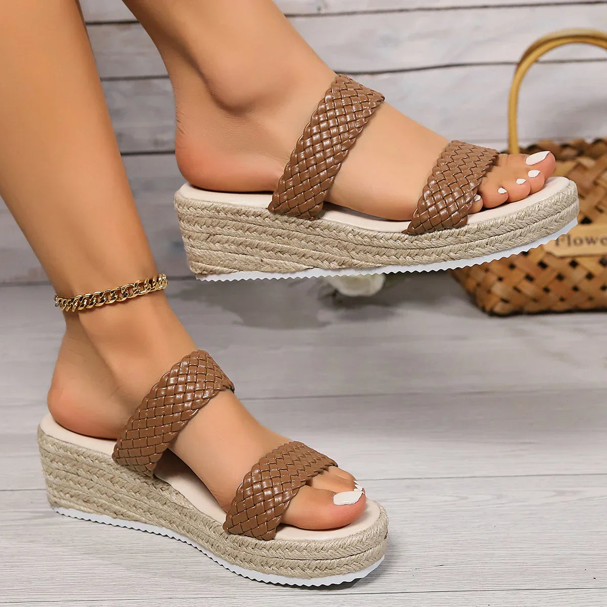 Sandalias de plataforma trenzadas para mujer