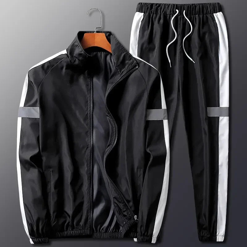 Conjunto deportivo de dos piezas para hombre: chaqueta con cremallera completa y pantalón jogger