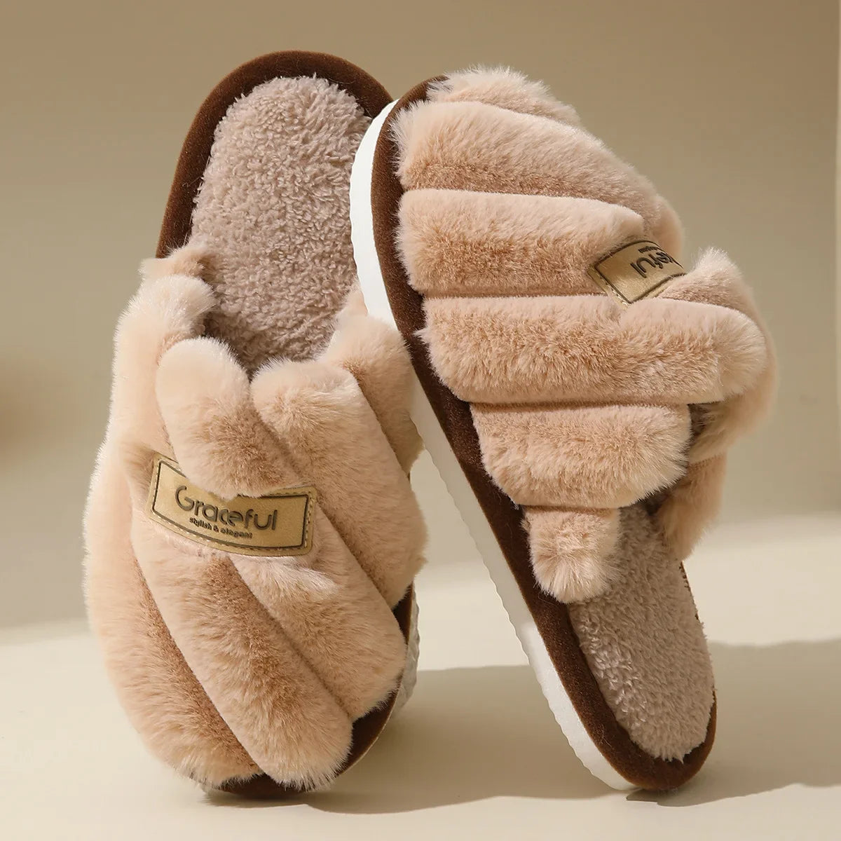 Pantuflas de felpa para mujer con amortiguación suave y comodidad en interiores