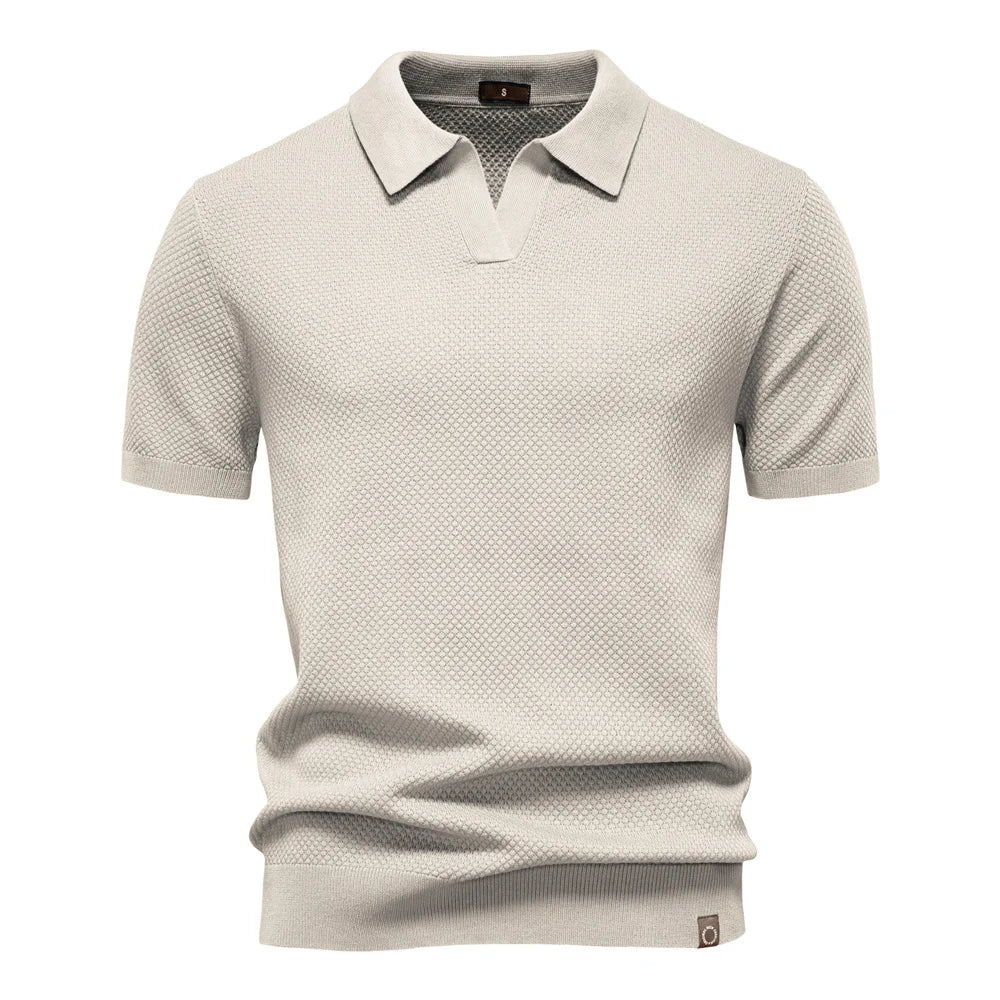 Polo de manga corta para hombre con diseño de punto texturizado