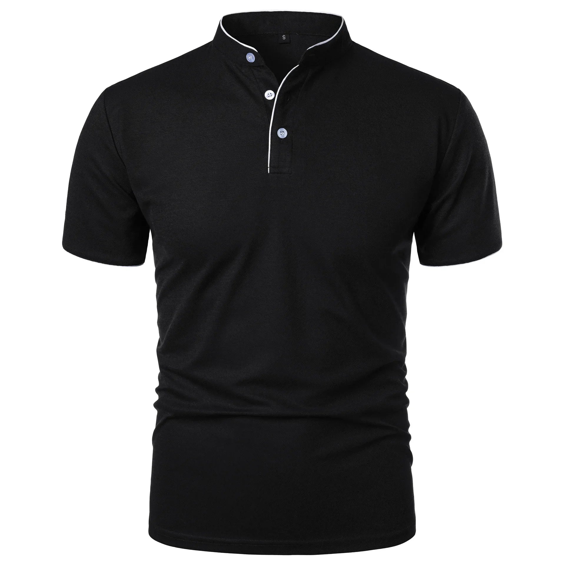 Polo informal de manga corta con cuello mandarín para hombre