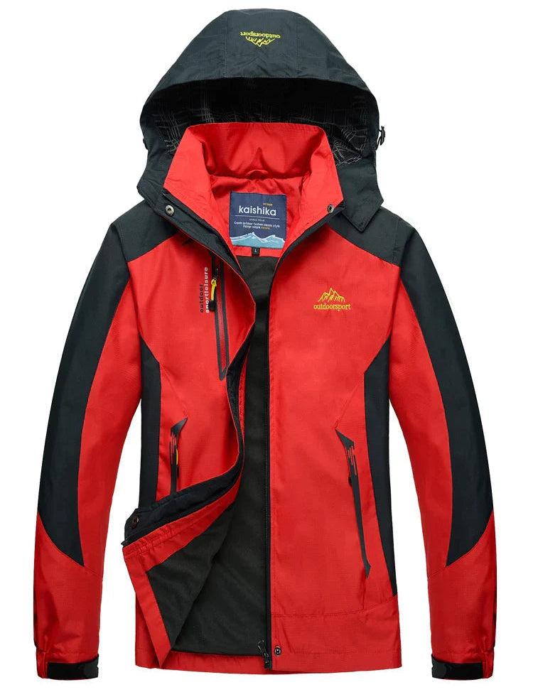 Chaqueta cortavientos impermeable para mujer con diseño deportivo con capucha