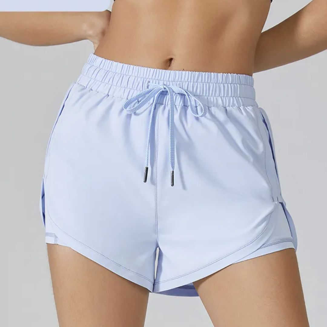 Shorts de baño para correr para mujer con bolsillo para el teléfono y forro interior