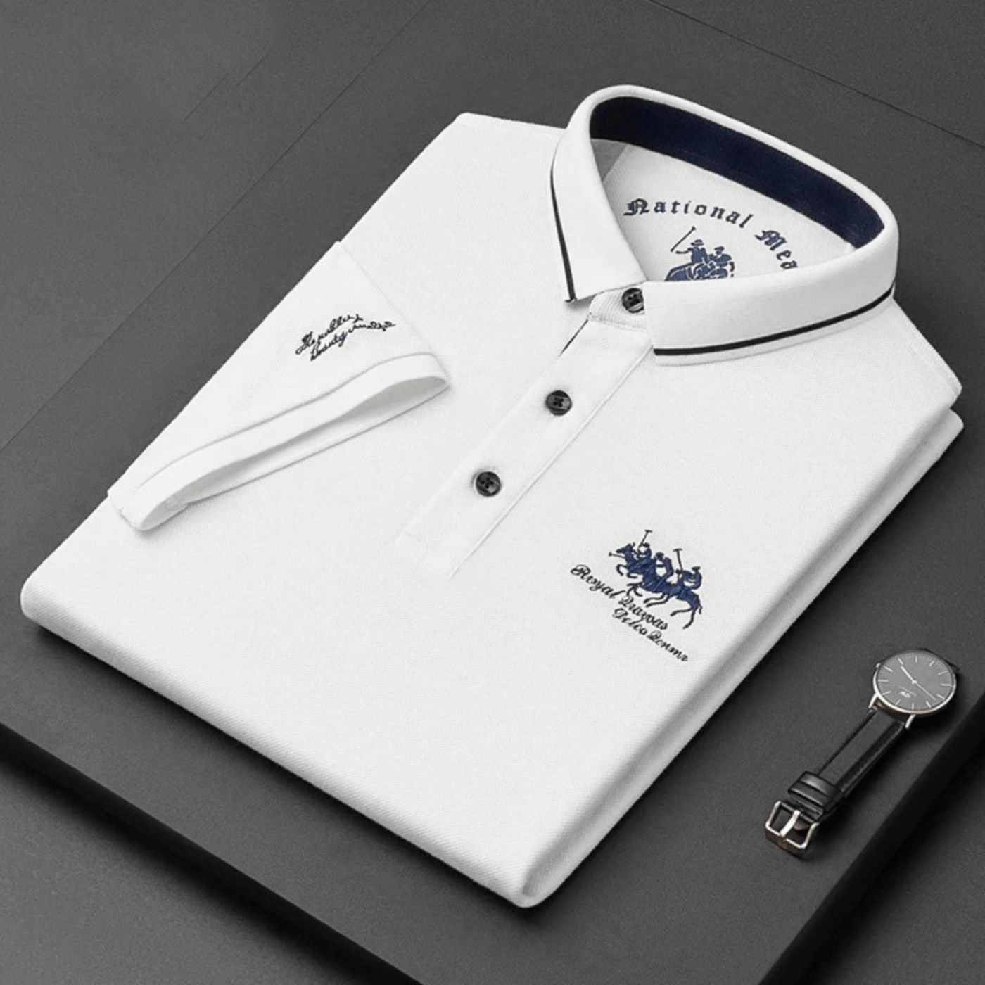 Polo clásico para hombre con logotipo bordado