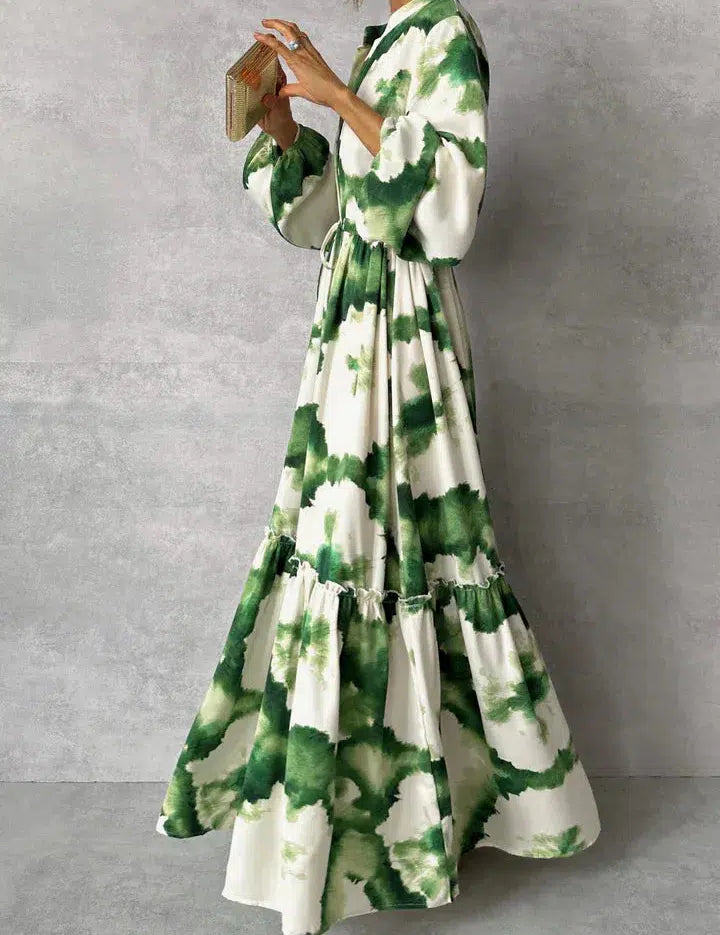 Elegante vestido largo de manga larga para mujer