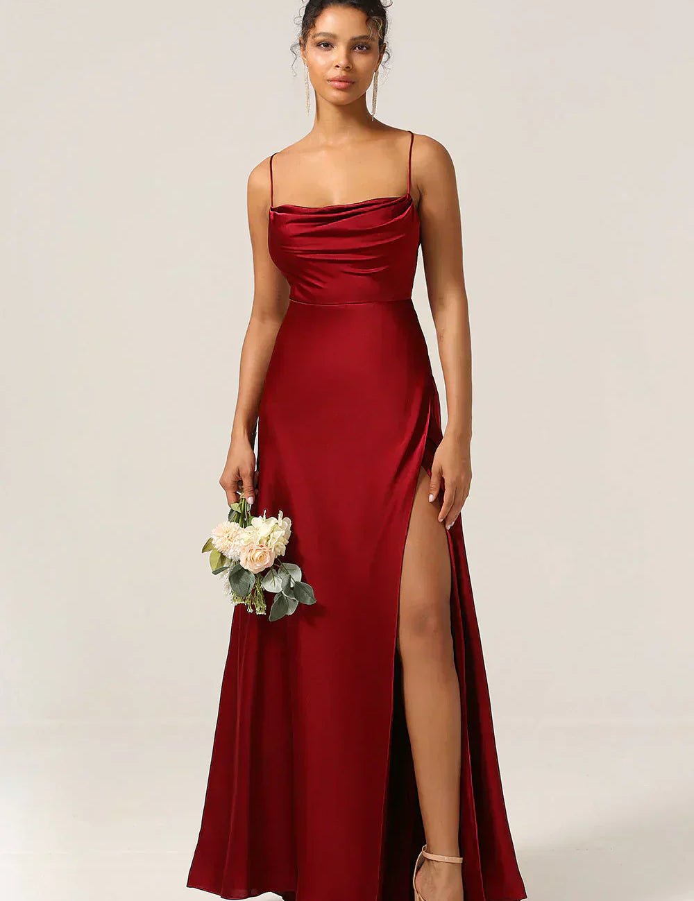 Women's Spaghetti Strap Evening Maxi Dress with High Slit