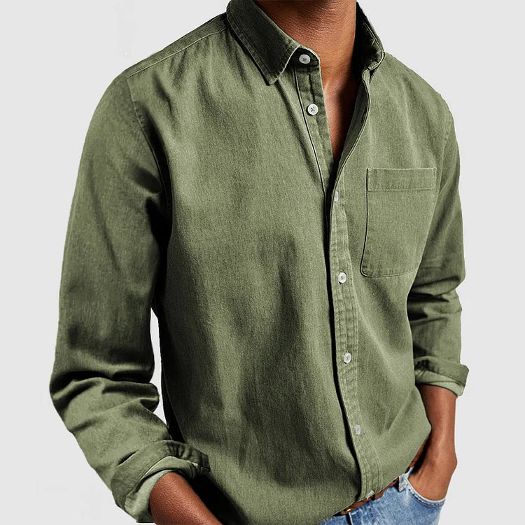 Camisa clásica informal para hombre con tapeta de botones