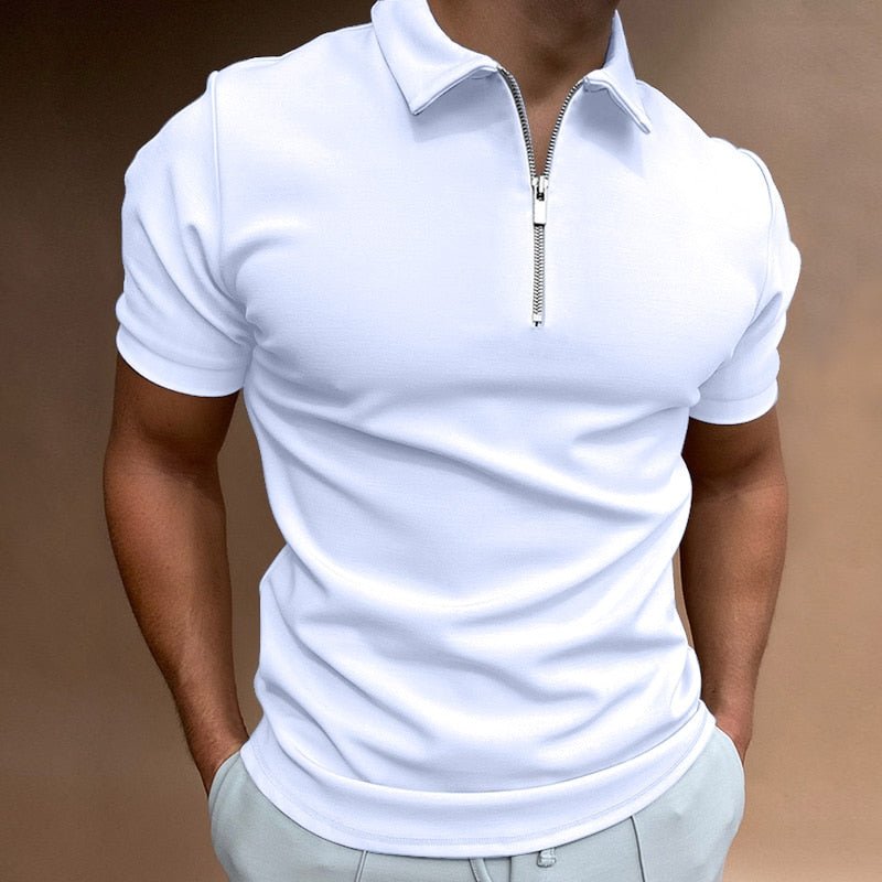 Polo con cremallera para hombre: camiseta ajustada de manga corta para looks de verano informales y elegantes.