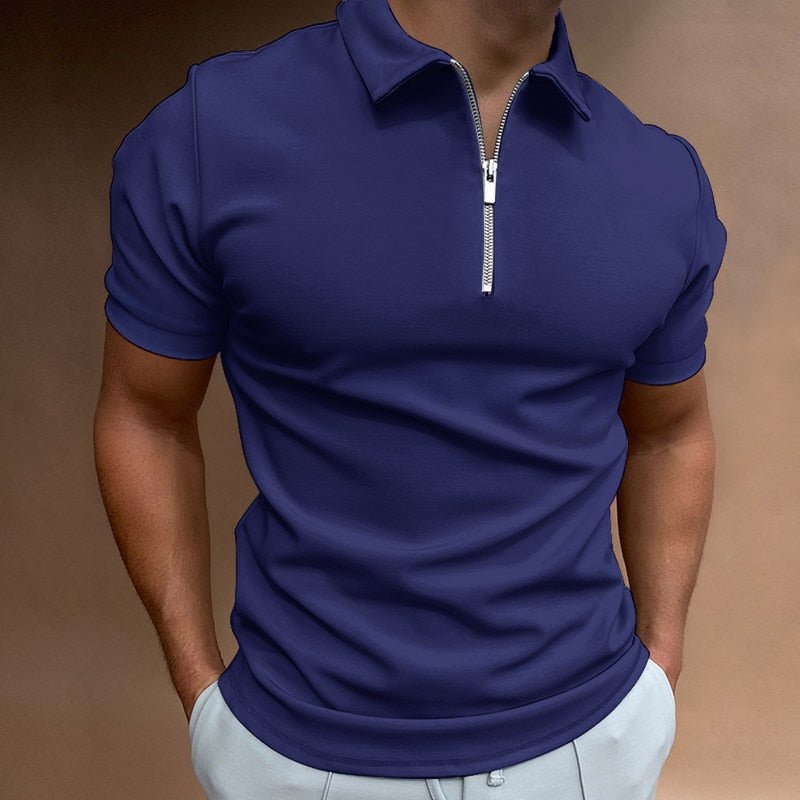 Polo con cremallera para hombre: camiseta ajustada de manga corta para looks de verano informales y elegantes.