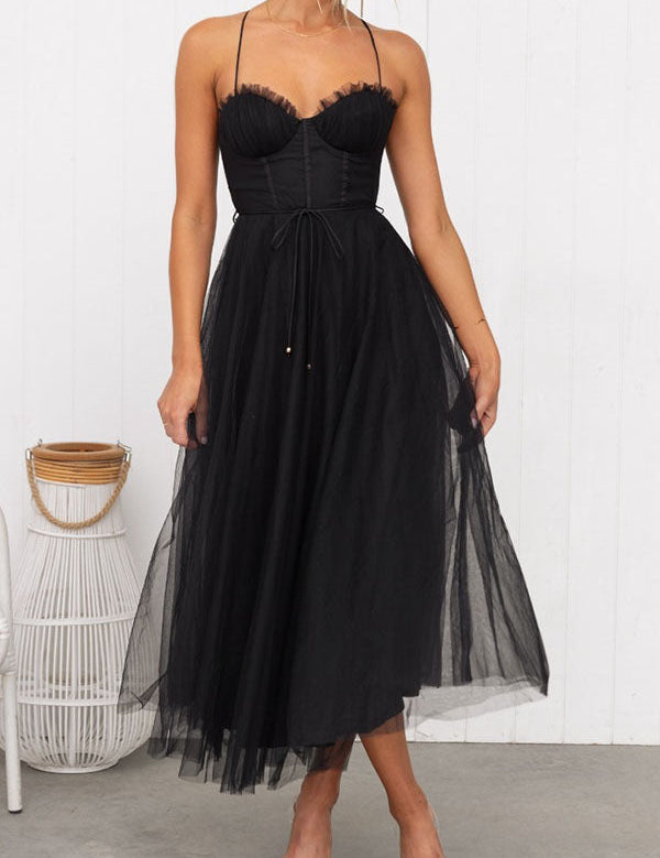 Vestido largo elegante para mujer con escote en V y silueta fluida