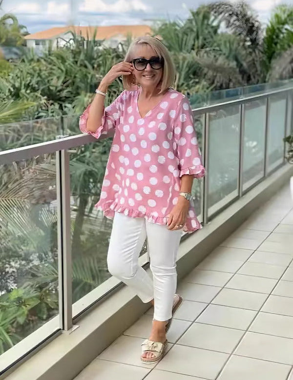 Elegante top vintage para mujer con estampado retro