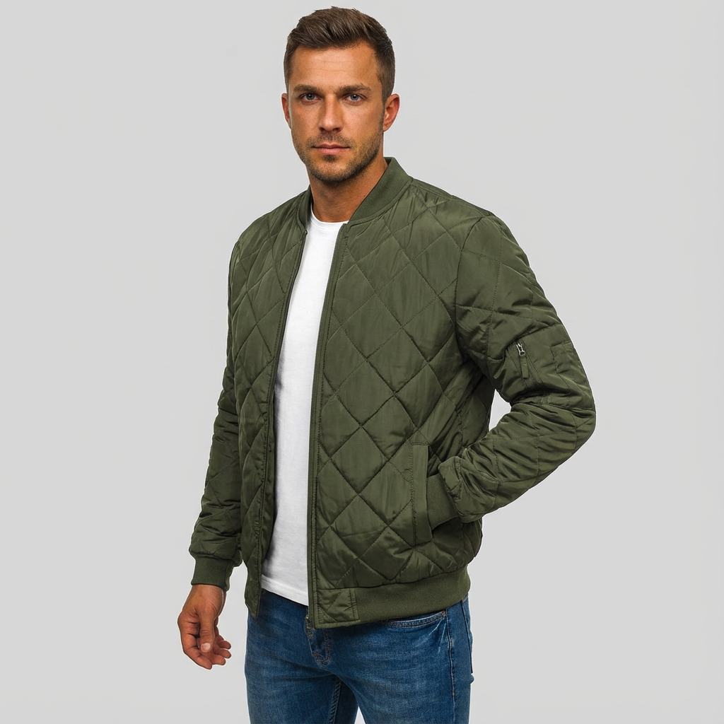 Chaqueta bomber acolchada para hombre con costuras ligeras de diamante