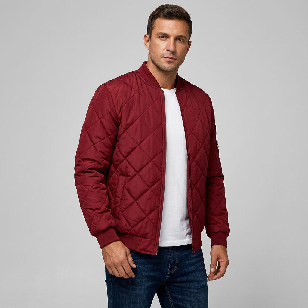 Chaqueta bomber acolchada para hombre con costuras ligeras de diamante