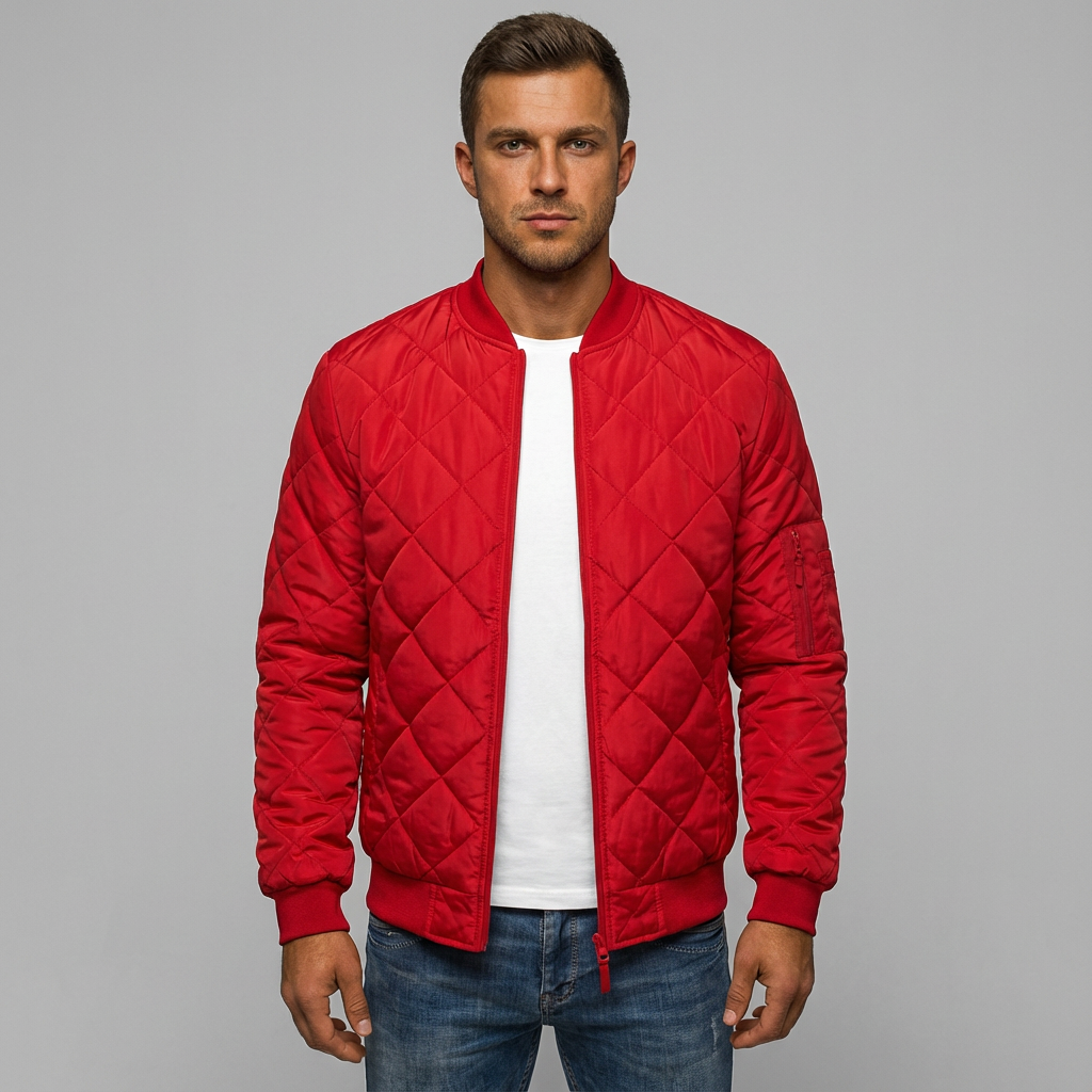 Chaqueta bomber acolchada para hombre con costuras ligeras de diamante