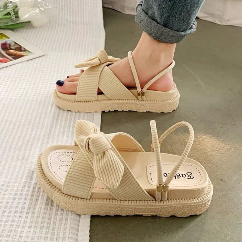 Sandalias de plataforma con tiras de lazo para mujer