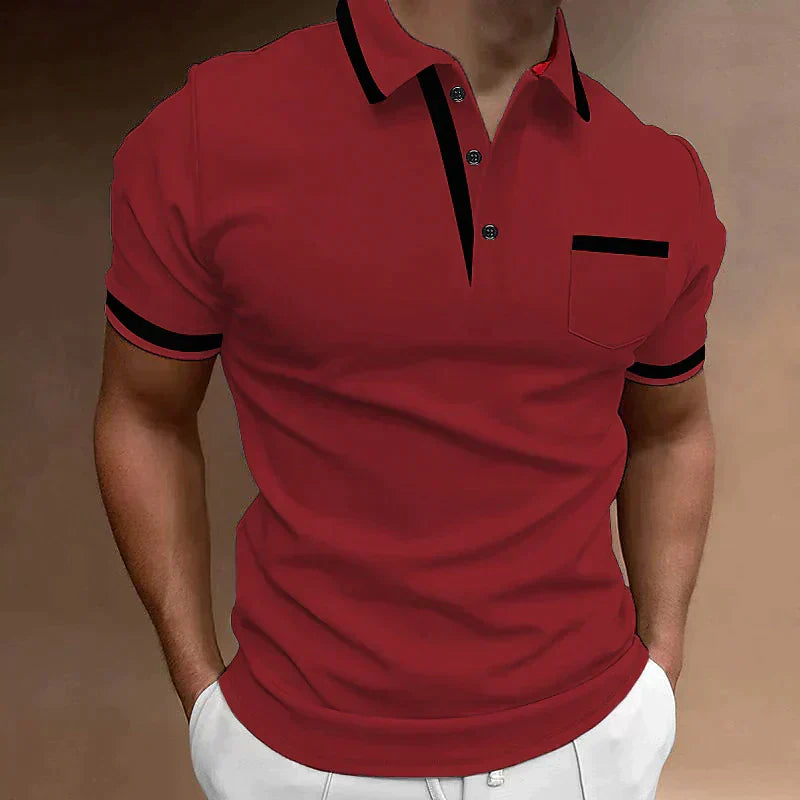 Polo ajustado para hombre con ribete en contraste