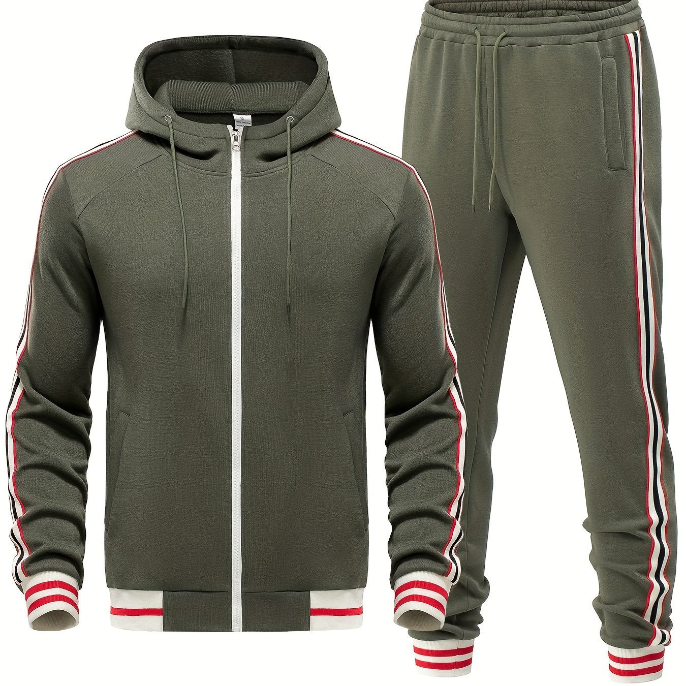 Conjunto deportivo de dos piezas a rayas para hombre con sudadera y pantalones deportivos