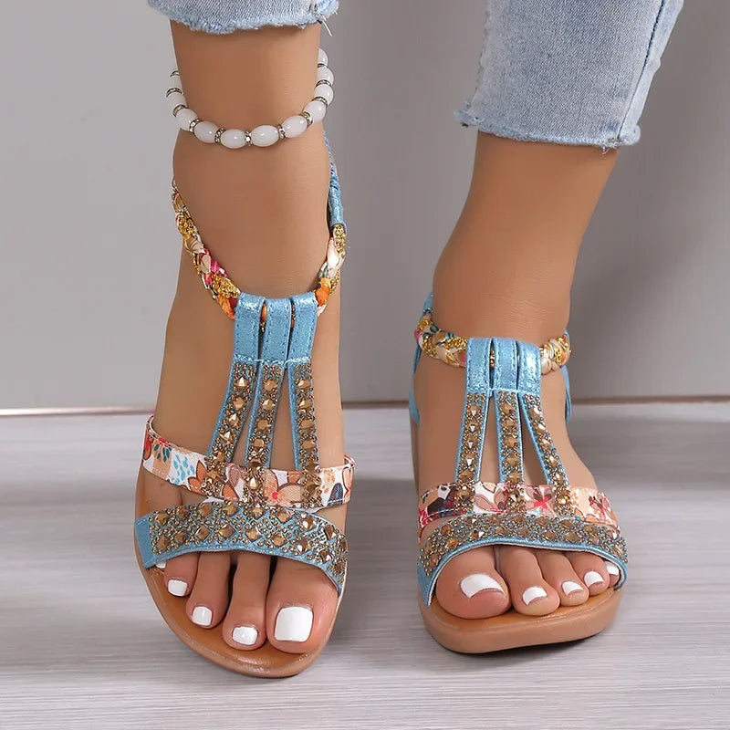 Sandalias de cuña estilo bohemio para mujer