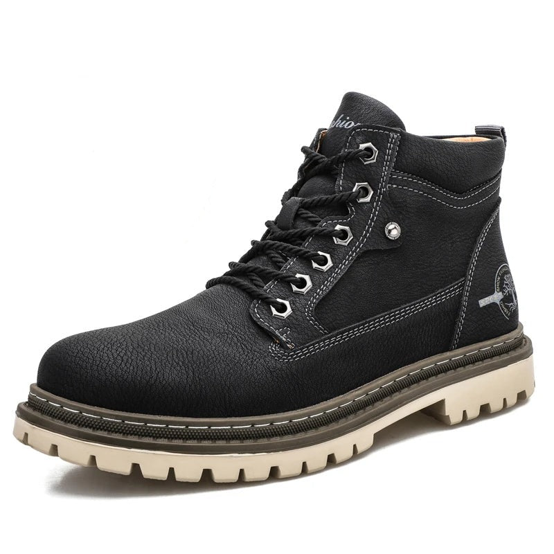 Botines con cordones para hombre con suela resistente y cuello acolchado