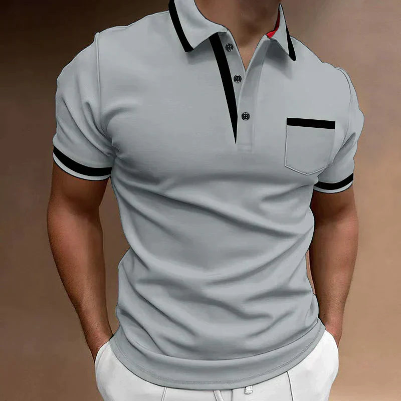 Polo ajustado para hombre con ribete en contraste