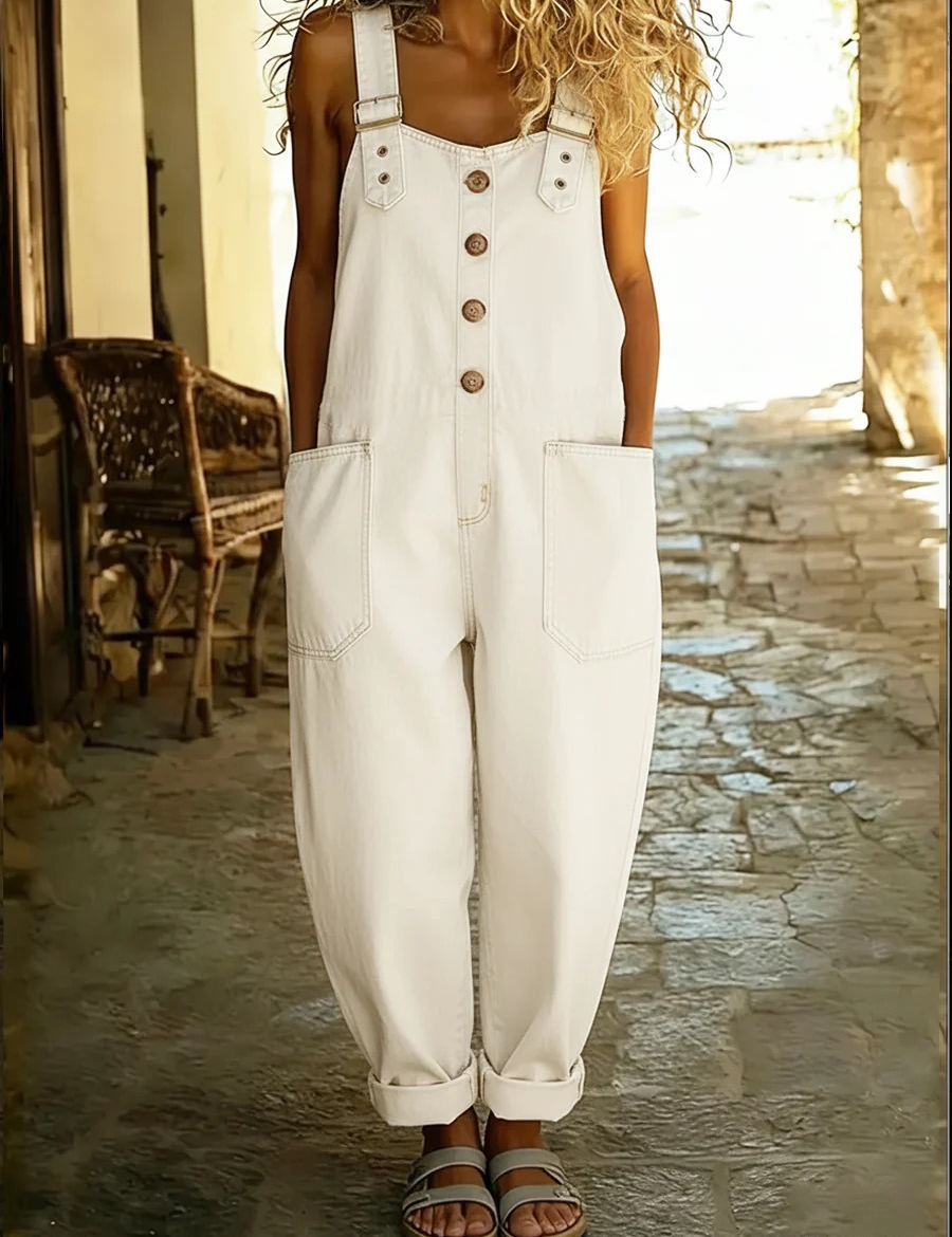 Lora - Pantalones vaqueros de tirantes de estilo vintage