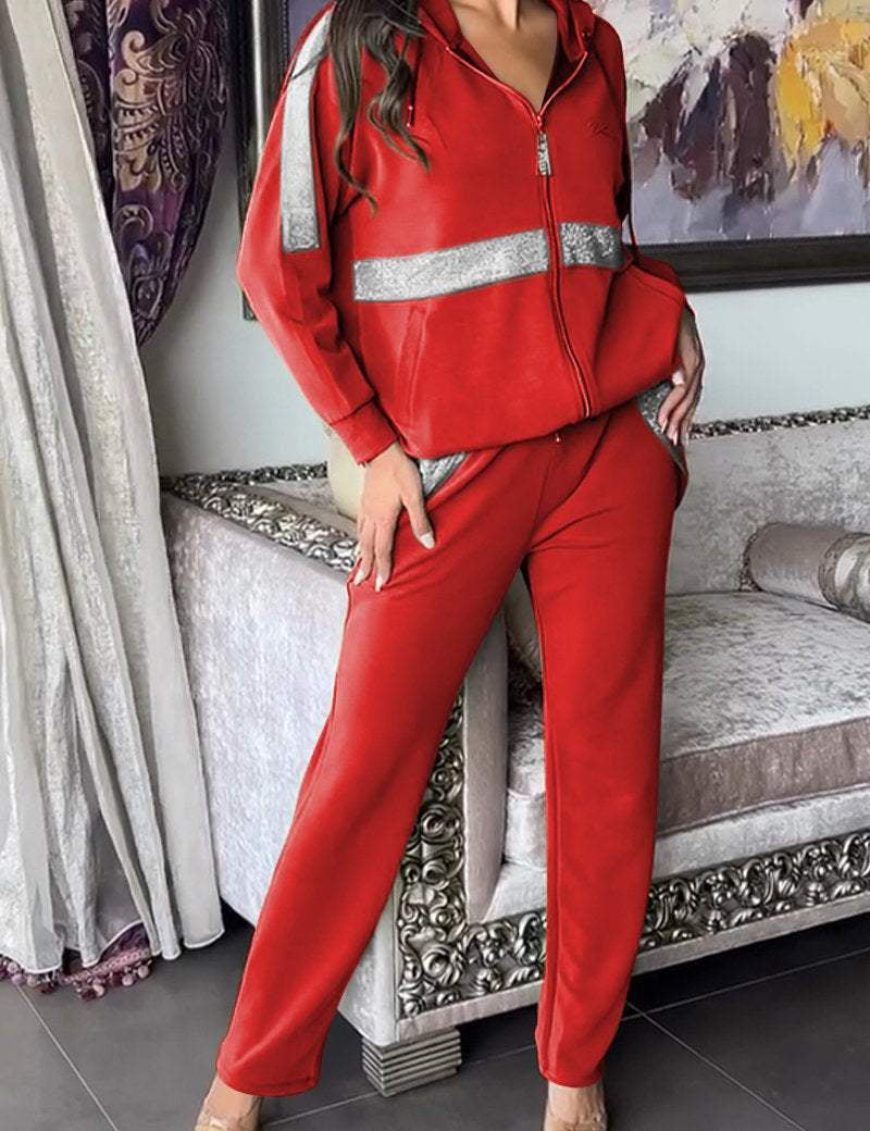 Conjunto de dos piezas para mujer con detalles de purpurina.