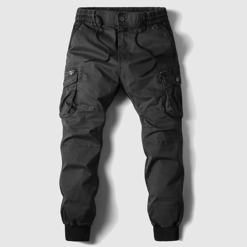 Pantalones cargo para hombre con diseño multibolsillos y puños elásticos en los tobillos