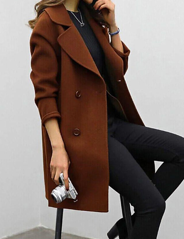 Gabardina cruzada con solapa de muesca para mujer