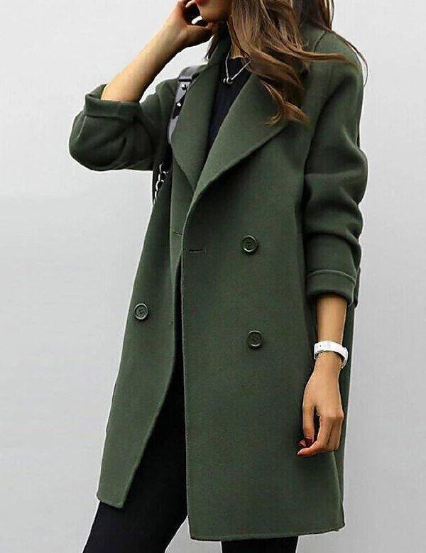 Gabardina cruzada con solapa de muesca para mujer