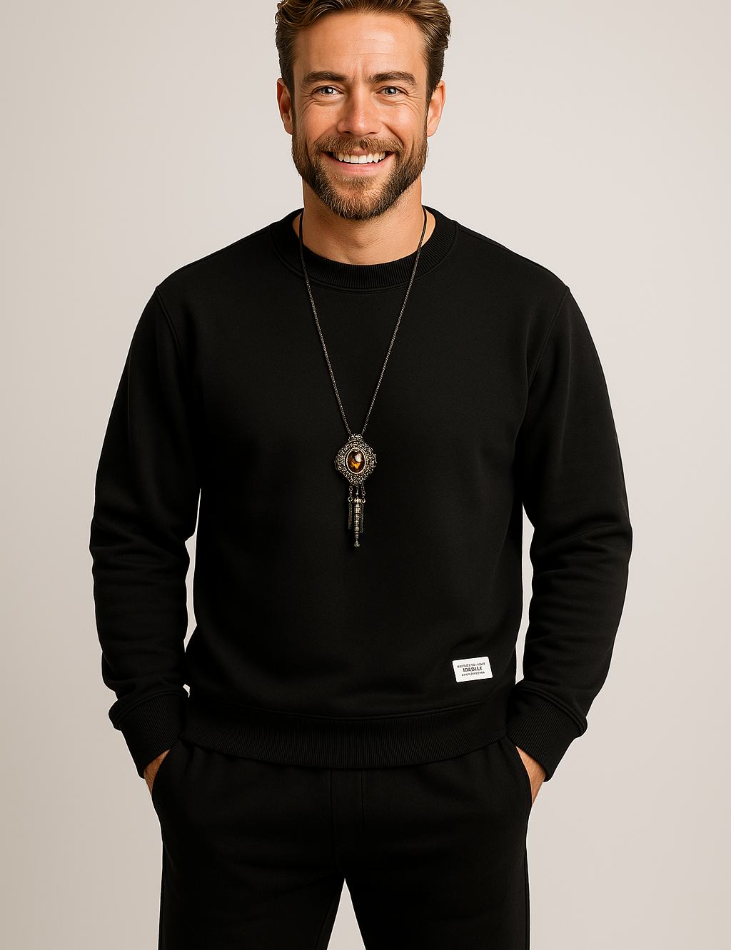 Conjunto de ropa deportiva de dos piezas para hombre con camiseta de cuello redondo