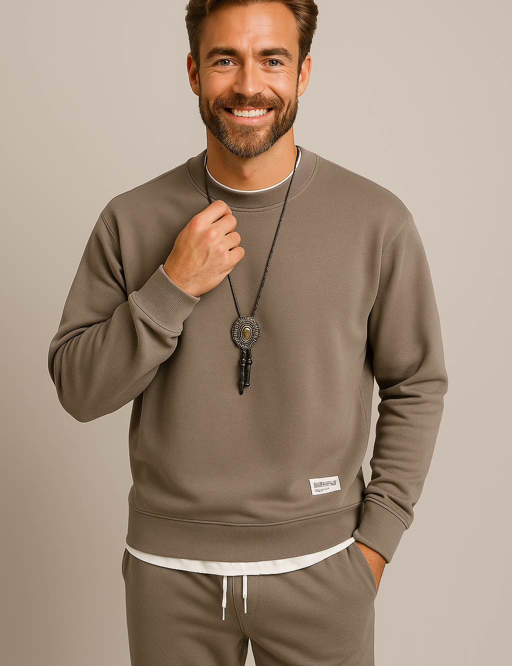 Conjunto de ropa deportiva de dos piezas para hombre con camiseta de cuello redondo