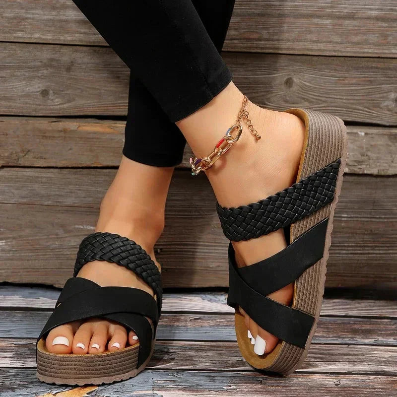 Sandalias elegantes de corcho con plataforma para mujer