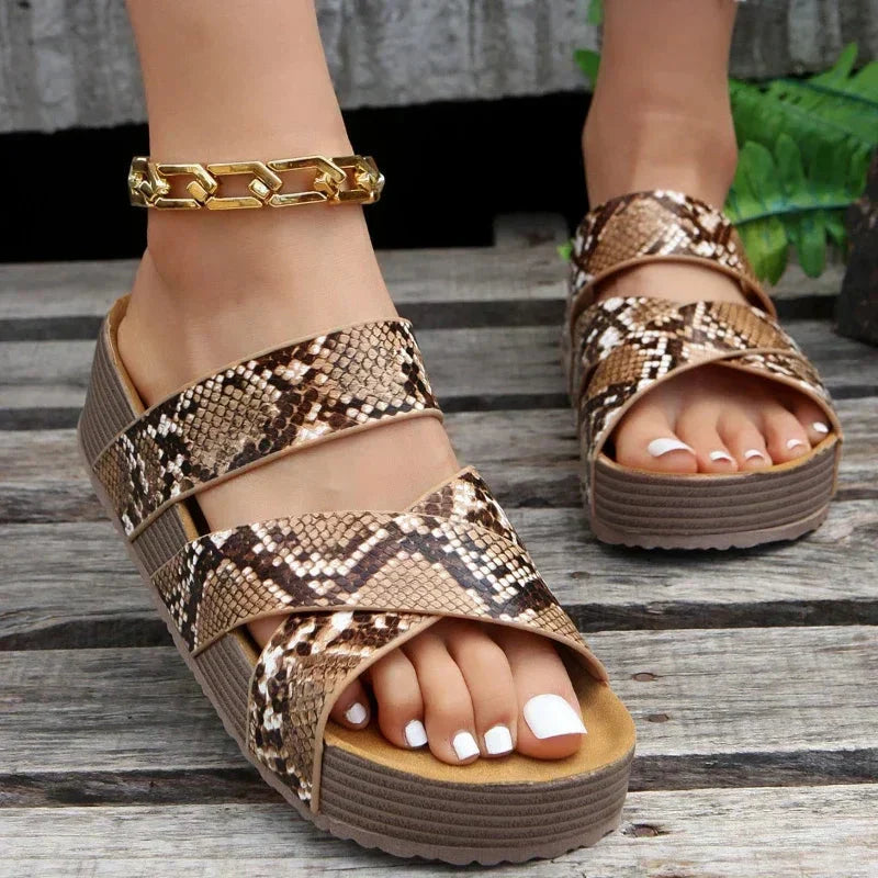 Sandalias elegantes de corcho con plataforma para mujer