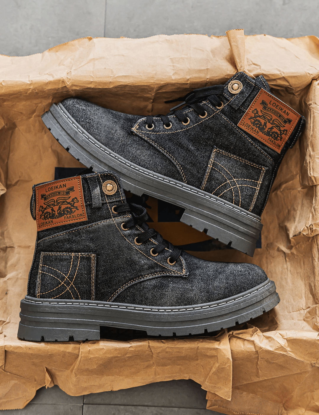 Botas vaqueras con cordones para hombre, suela resistente y estilo urbano informal