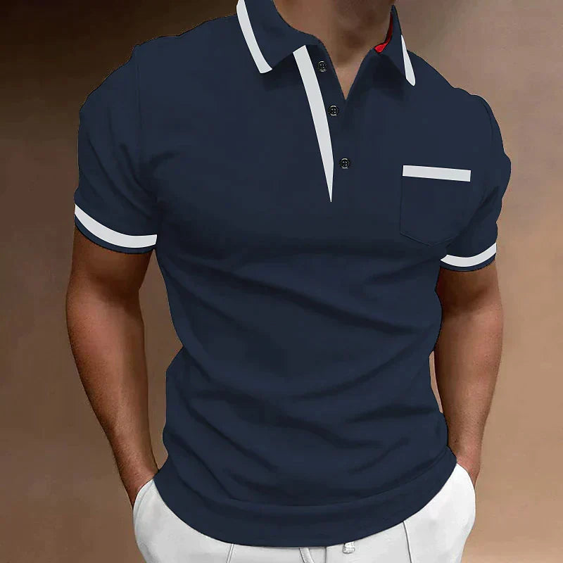 Polo ajustado para hombre con ribete en contraste