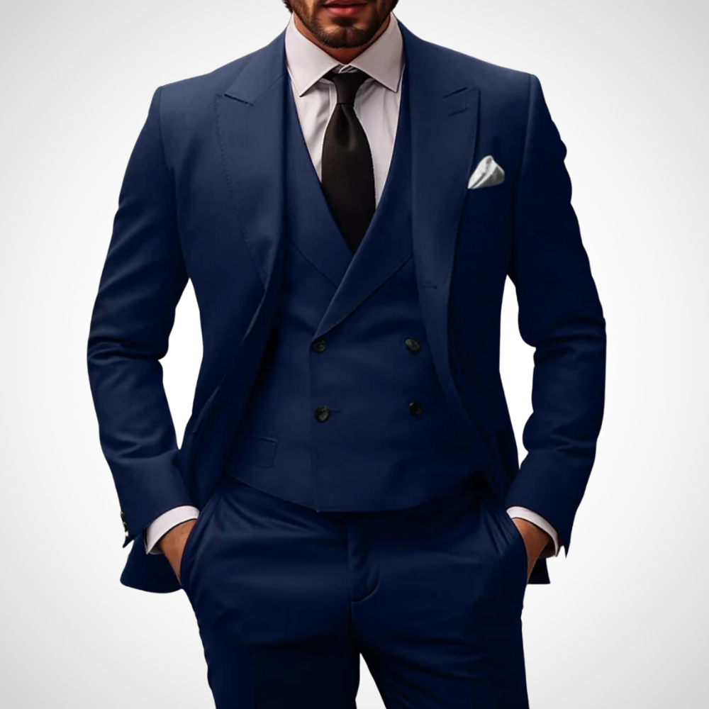 Conjunto de traje formal de dos piezas para hombre con blazer y pantalón a medida