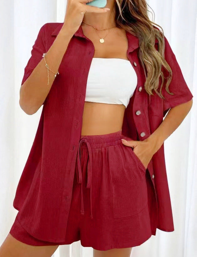 Conjunto casual de dos piezas para mujer con camiseta de manga corta y pantalones cortos