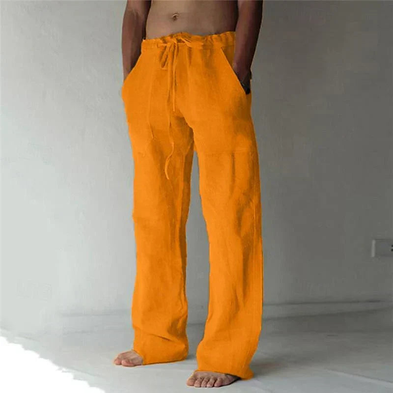 Pantalones anchos y holgados para hombre con cintura con cordón