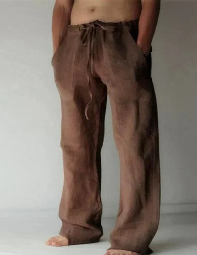Pantalones anchos y holgados para hombre con cintura con cordón