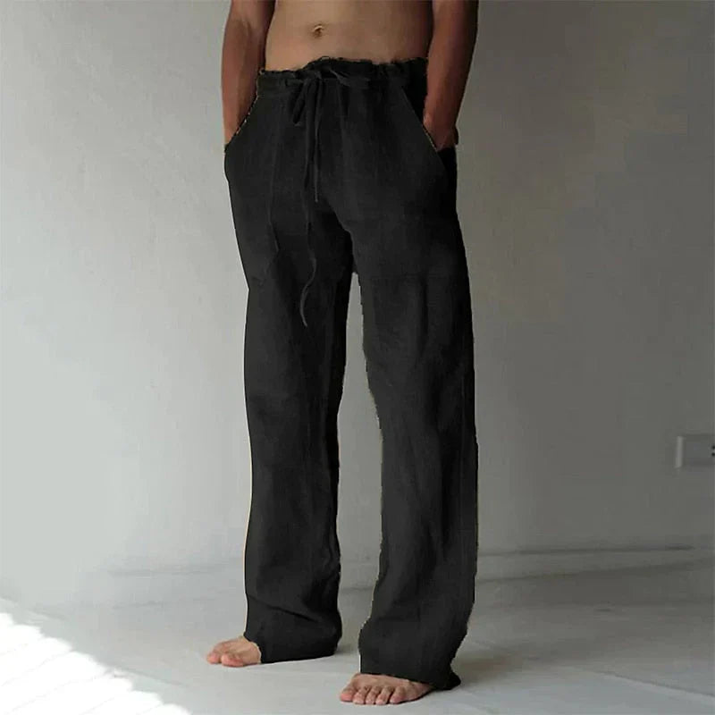 Pantalones holgados con cordón y bolsillos laterales para hombre