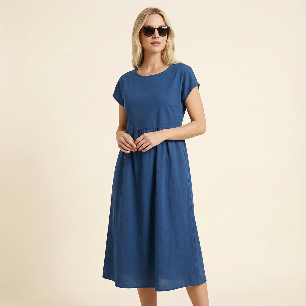 Chira | Vestido midi con mangas cortas