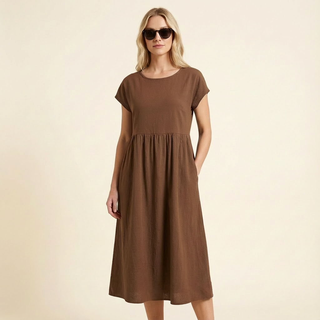 Chira | Vestido midi con mangas cortas