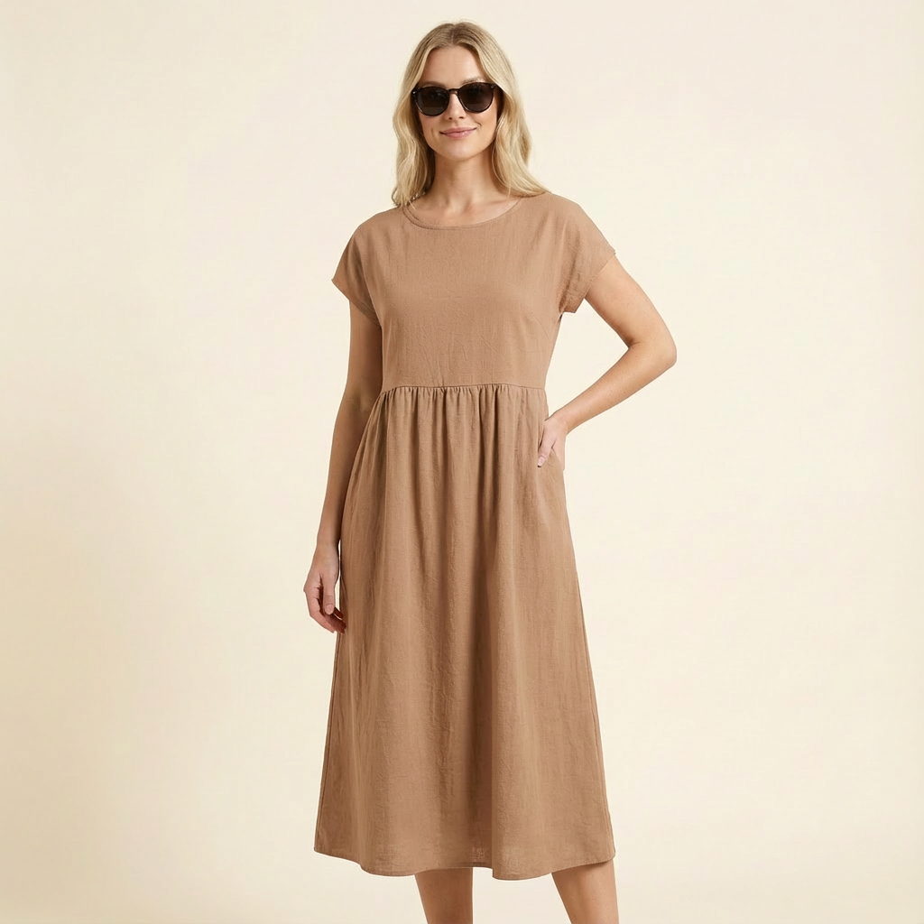 Chira | Vestido midi con mangas cortas