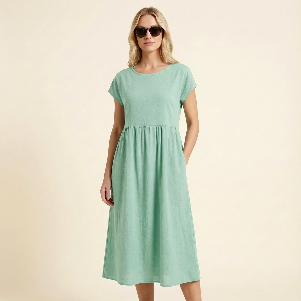 Chira | Vestido midi con mangas cortas