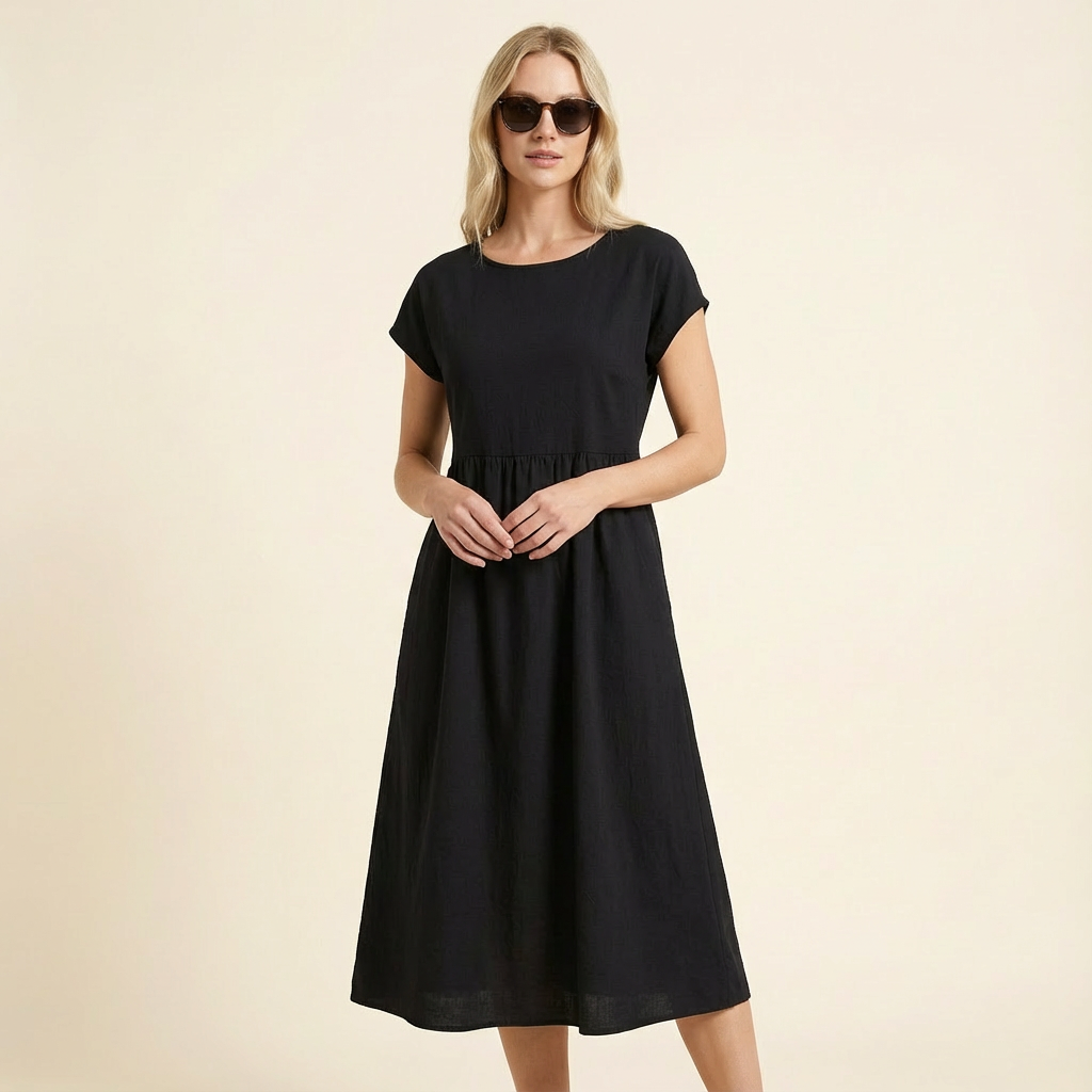 Chira | Vestido midi con mangas cortas