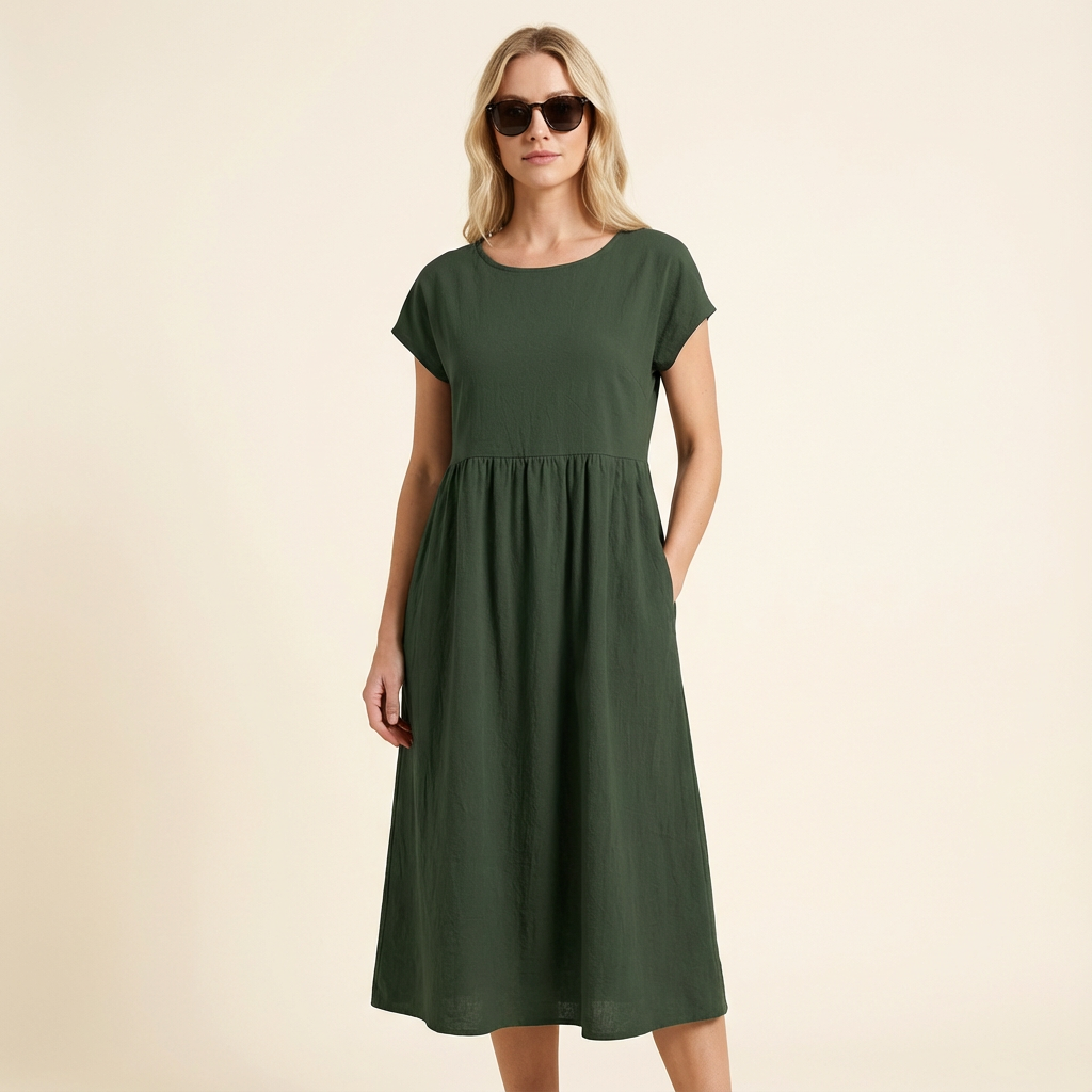 Chira | Vestido midi con mangas cortas