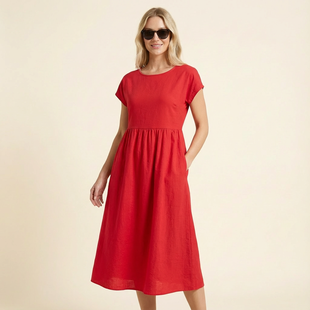 Chira | Vestido midi con mangas cortas