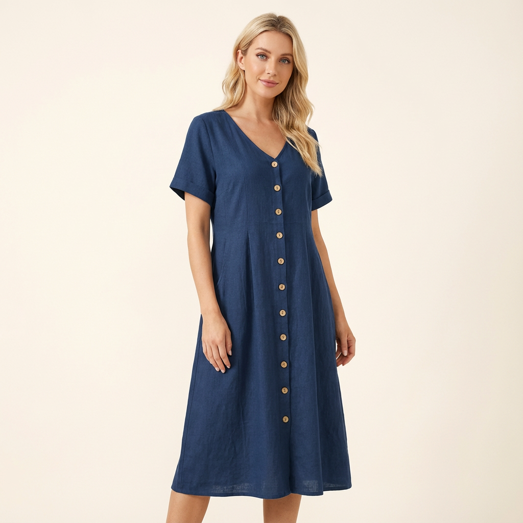 Florentina | Vestido con bolsillos y mangas cortas