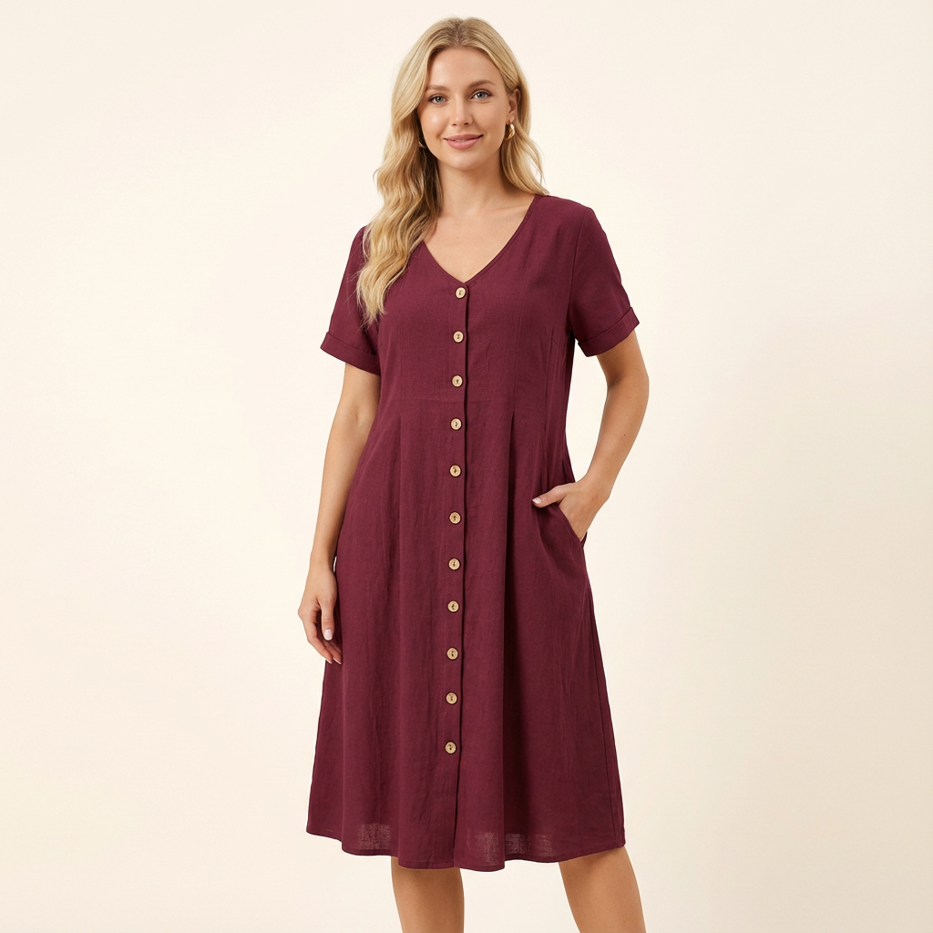 Florentina | Vestido con bolsillos y mangas cortas